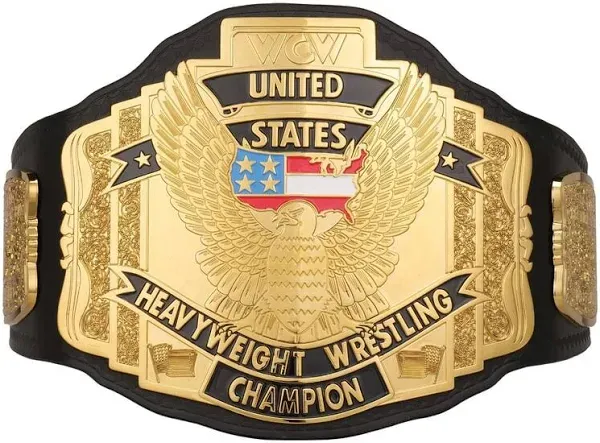 WCW United States Heavyweight Wrestling Championship Belt, WCW United States Wrestling Replica Belt 4mm, Black/Gold