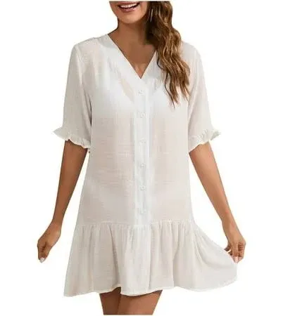 Cupshe Women's Ruffled Cover-Up Dress