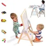 QZMTOY Kids Art Easel, Deluxe Standing Easel Set, Adjustable Art Table, Dry Eras