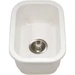 Houzer Platus 13&#034; White Fireclay Undermount Single Bowl Bar Sink PTB-1318 BQ