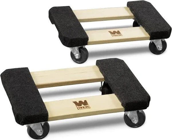 WEN 1000-lb Capacity 12-in. x 18 in. Hardwood Furniture Dolly (2-Pack