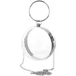 Round Ball Clear Purse, Small Acrylic Box Evening Clutch Bag, Not Compatible with Phone