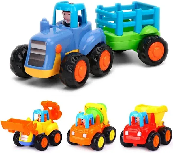 Yiosion Push and Go Friction Powered Cars Construction Vehicles Toy Set Tract...