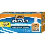 Wite-Out Correction Fluid with Foam Brush, Quick Dry, White - 12 pack