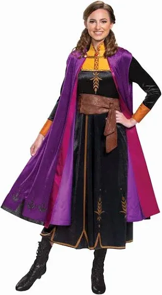 Deluxe Frozen 2 Anna Womens Costume | Disney Costume for Adults | Adult | Womens | Black/Orange/Purple | XXL | Disguise