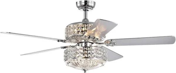 Germane Chrome Dual Lamp 52-inch Ceiling Fan with Crystal Silver, Grey Transitio