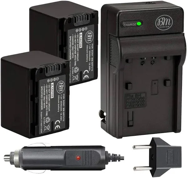 BM Batteries and Charger Kit for Sony FDR-AX53 FDR-AX700 HDR