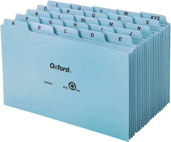 Oxford Heavy Weight Index Card Guides, 6 x 9 Inches, Alphabetical A-Z Dividers, Great Recipe Card Organizer, 25-Set (P6925)