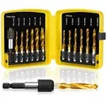  13 PCS Sae/Metric Threading Tap Drill Bit Set with