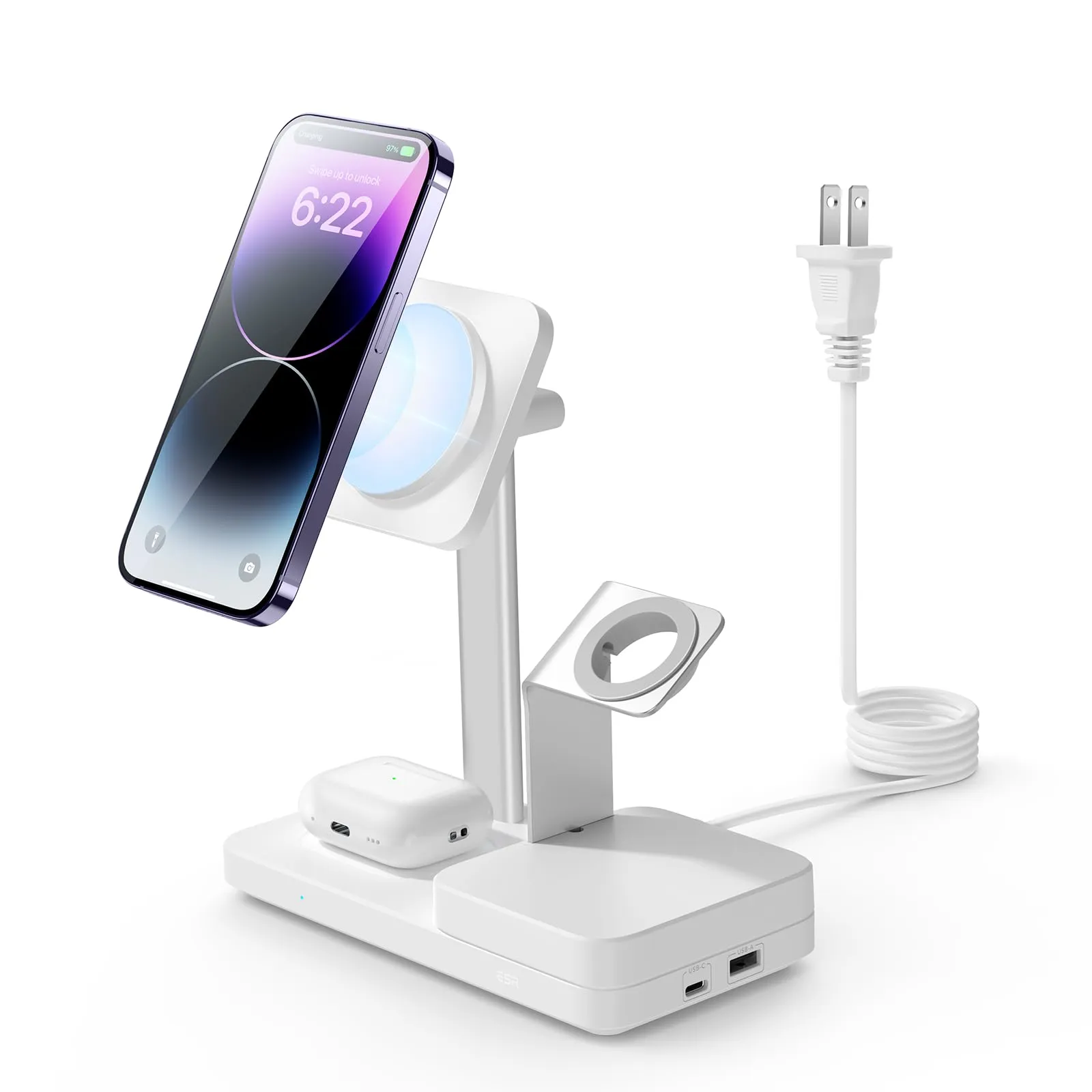 65W 4-in-1 GaN Wireless Charging Station(5-in-1 Stand), Designed for MagSafe ...