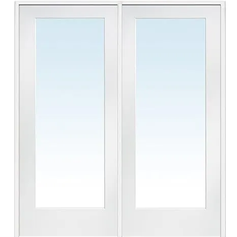 National Door Company ZZ09299L Primed MDF 1 Lite Clear Glass, Left Hand Prehung Interior Double Door, 60" x 80"