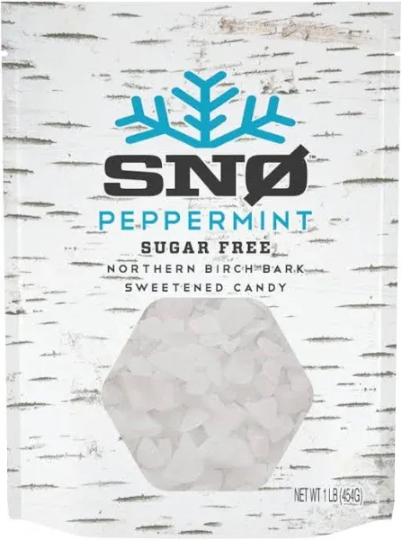 Peppermint KETO Xylitol Candy Chips - SNØ 1LB Bag - Sugar-Free Candy With Only 2 Ingredients | Low Carbs, Diabetic-Friendly, Non-GMO, Vegan, GF & Kosher | Purest candy in the world!