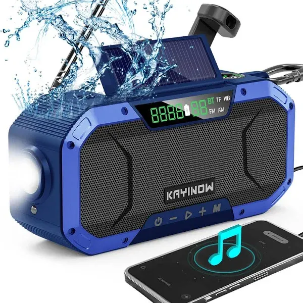 Emergency Radio Waterproof Bluetooth Speaker,Portab<wbr/>le AM FM NOAA Weather Radi...