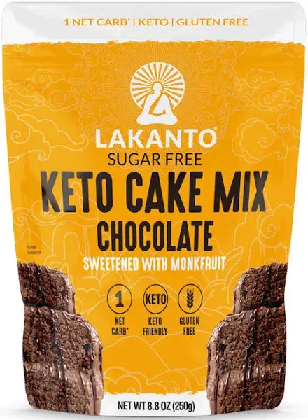 Lakanto Sugar Free Keto Cake Mix - Sweetened with Monk Fruit, Gluten Free, 1 Net Carb, Keto Diet Friendly, Delicious - Vanilla