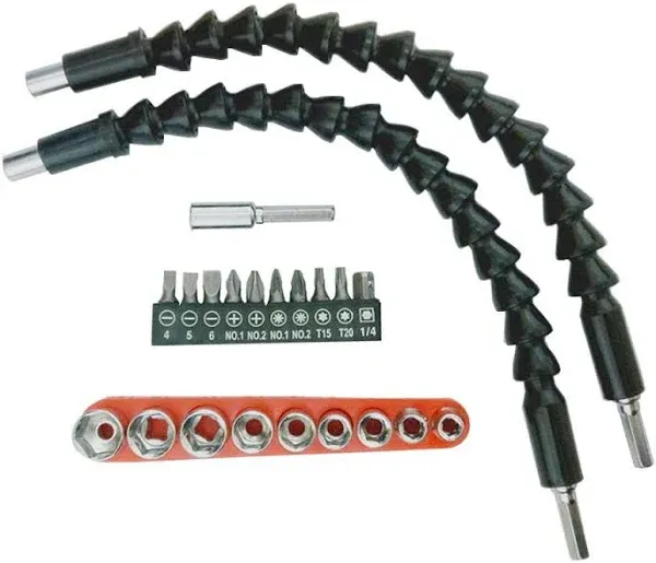 22Pcs Flexible Screwdriver Drill Bit Extension - Drill Bit Extender Holder Set Shaft Tip for Computer Chassis, Electrical Cabinets, Furniture etc.