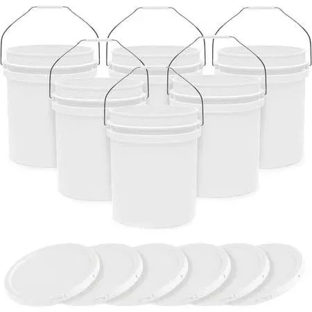 5-Gallon White Bucket Pail Container with Lid