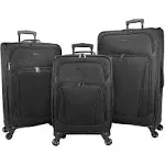 Dejuno Oslo 3-Piece Lightweight Expandable Spinner Luggage Set - Black