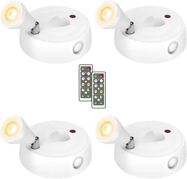 Spot Lights Indoor 4 Pack, LED Accent Lights Battery Operated, Warm White