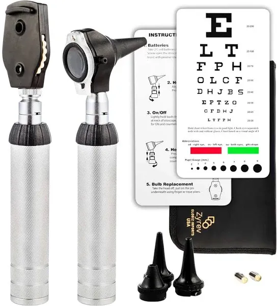 Zyrev 2 in 1 Otoscope Oph Set Perfect for Nursing & Medical Students with Carry Case