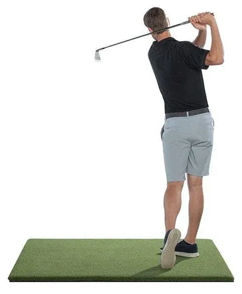 Premium Golf Hitting Mat - SwingTurf Golf Mat - Indoor/Outdoor - 5'x5' - True Turf Technology - Golf Practice Mat