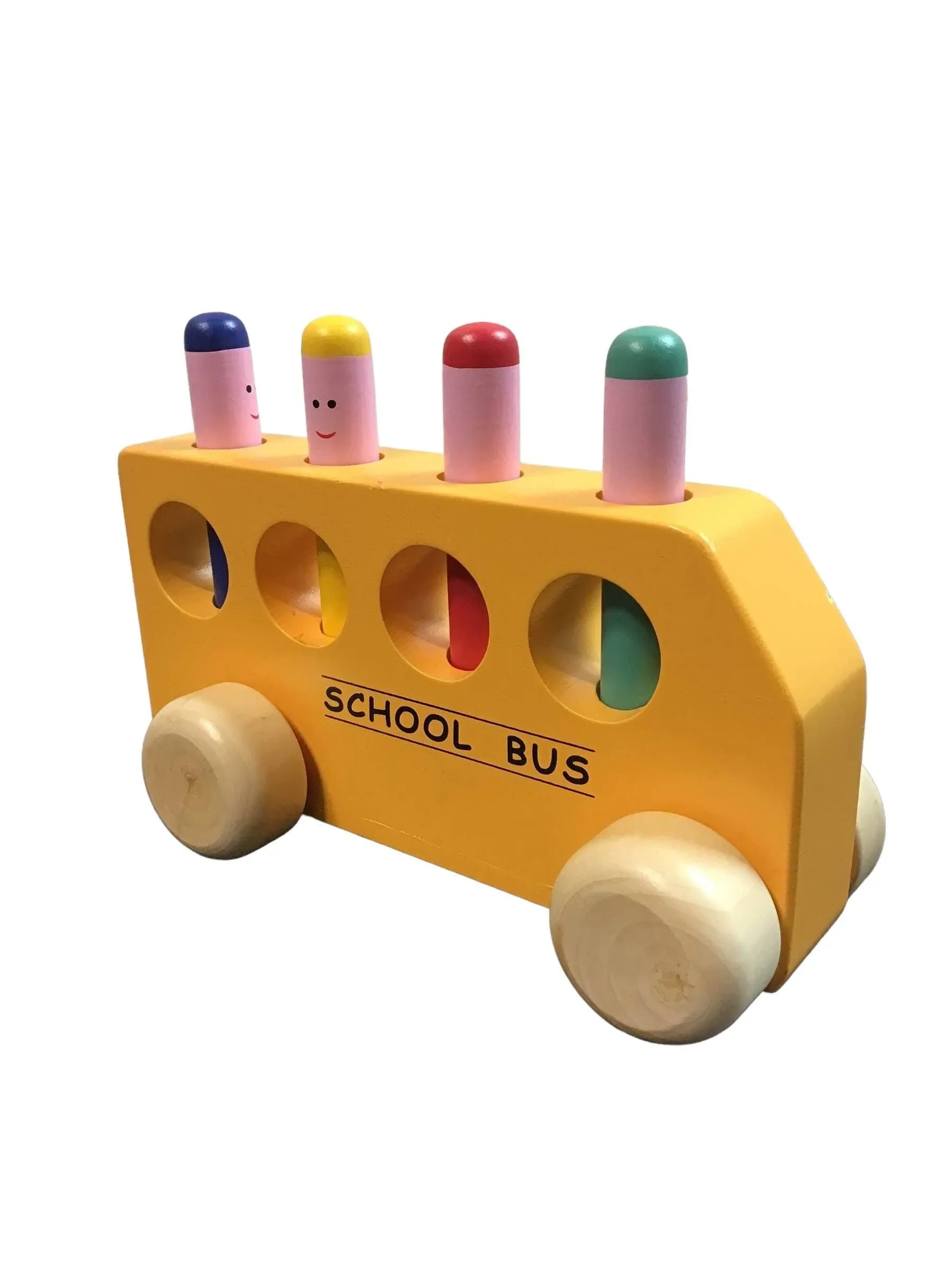 NIB The Original Toy Company Pop Up School Bus wooden toy