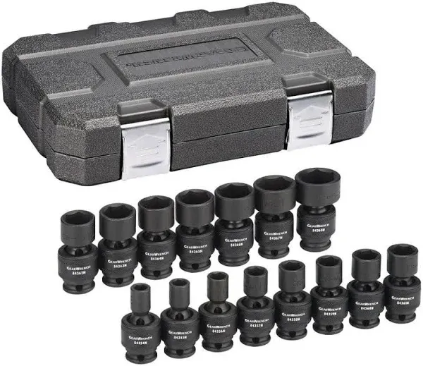 GEARWRENCH 15 Piece 3/8" Drive 6 Point Standard Universal Impact Metric Socket Set - 84918N and GEARWRENCH 8 Pc. 3/8" Drive 6 Point Standard Universal Impact SAE Socket Set - 84917N