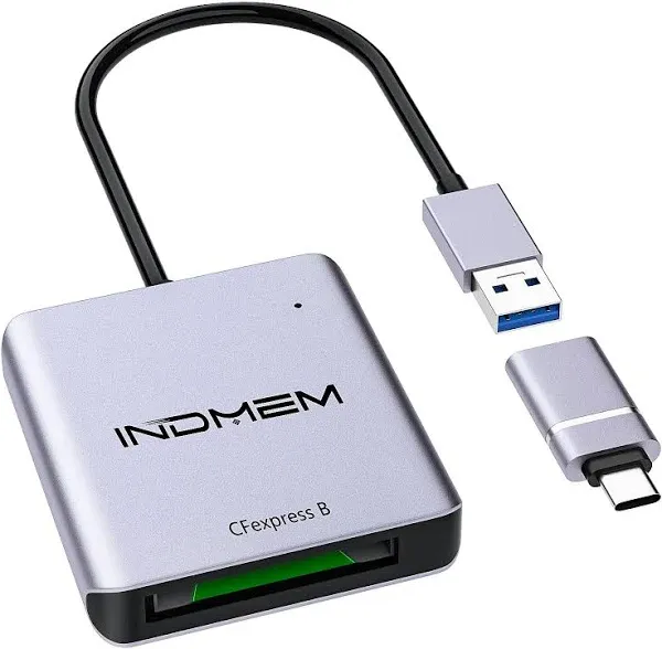 INDMEM CFexpress Card Reader,USB C 3.1 Gen 2 Type C to CFexpress B Reader, CFexpress B Memory Card Adapter up to 10Gbps, Support Android/Windows/Mac OS/Linux