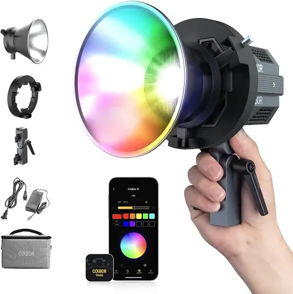 Video Light RGB Continuous Output Lighting 65W 2700-6500K Full Color LED Studio Light Cri97+