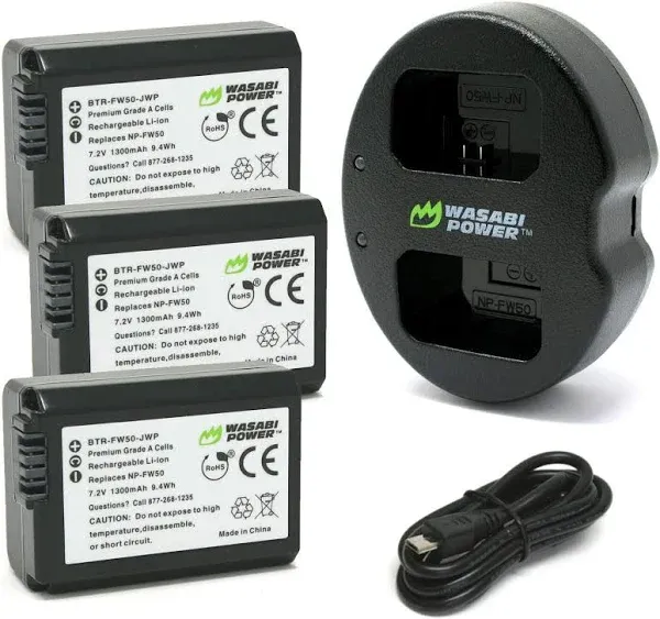 Wasabi Power Battery 3-Pack for Sony NP-FW50