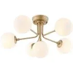 Jonathan Y | Olivier Parisian 24in 6-Light Globe Bistro LED Semi Flush Mount | Realry