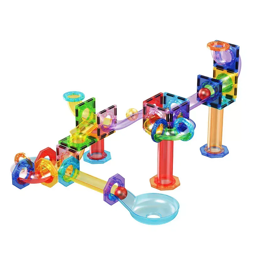 PicassoTiles Marble Run Magnetic Tile Race Track Toy Play Set