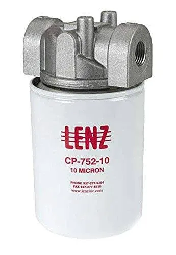 Lenz Spin-On Filter Assembly, 10 Micron, 3/4 NPTF, 15 PSI Bypass, CP-750-10P