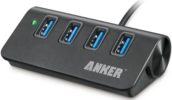 Anker Play Anker 4-Port USB 3.0 Unibody Aluminum Portable Data Hub with 2ft USB 3.0 Cable for Macbook