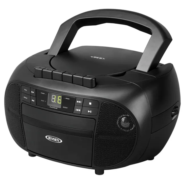 Jensen Portable Stereo with Bluetooth, CD Cassette Recorder, AM/FM Radio, and Portable Stereo