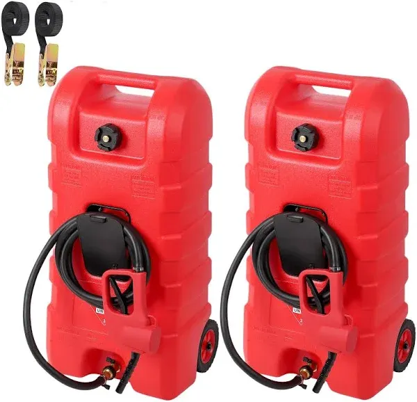 2PCS 15 Gallon Fuel Caddy Portable Gas Fuel Tank Gas Can Manual Transfer Nozzle