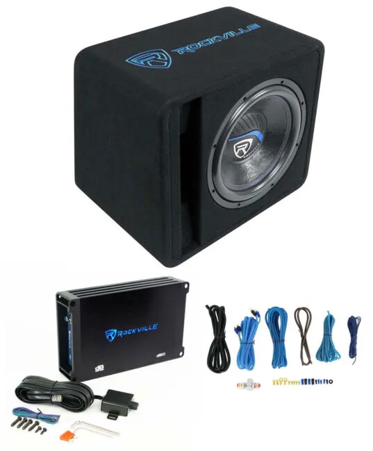 Rockville SK512 PACKAGE 12&#034; 1400w Loaded K5 Car Subwoofer Enclosure+DB11 Amp