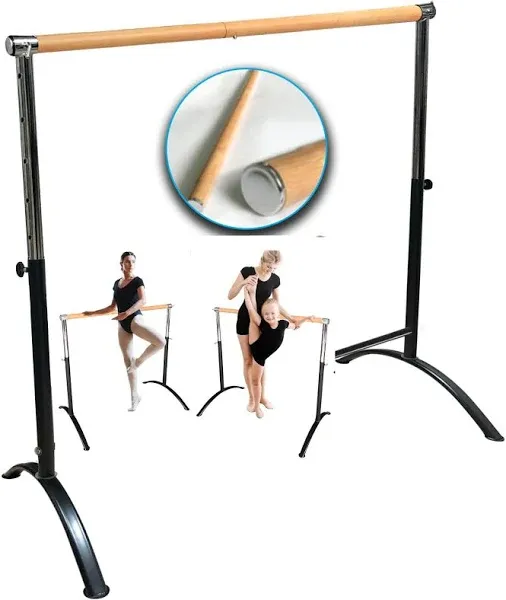 Ballet Barre Portable for Home or Studio, Height Adjustable Bar for Stretch, Pilates, Dance or Active Workouts, Single or Double Bar, Kids and Adults