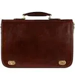 Leather Briefcase Laptop Bag - Illusions