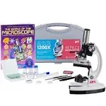 AmScope 1200x 48-pc Beginner Microscope Kit with Slides, LED Light, Carrying Box & Book