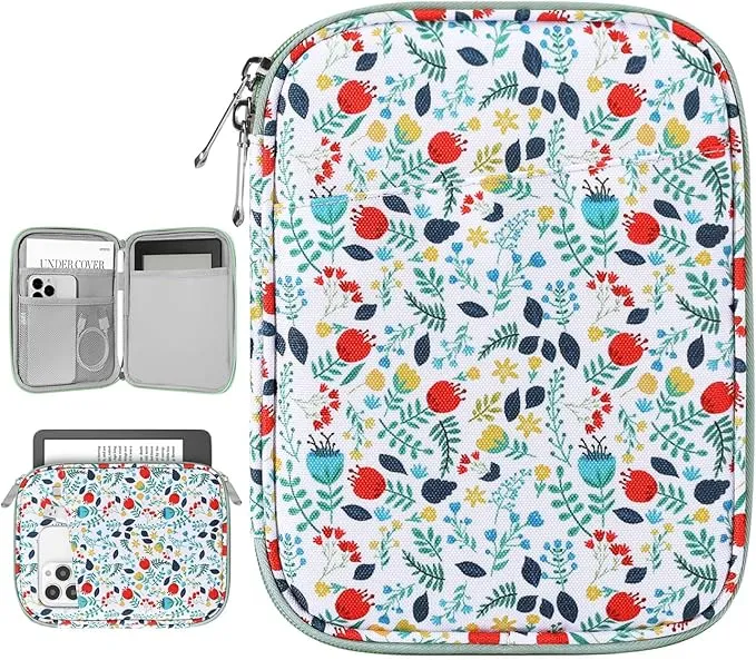 6-7 Inch Sleeve Carrying Case for 7" Kindle Colorsoft Signature Edition and All-New Kindle Paperwhite, Protective Sleeve Cover Pouch Bag for 6" Kindle/Kindle Oasis/E-Reader,Blooming Bouquet