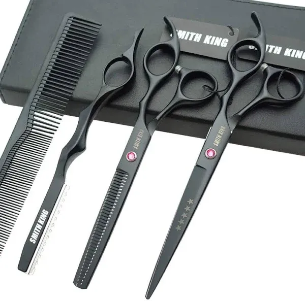 7.0 Inches Professional hair cutting thinning scissors set with razor (Silver)