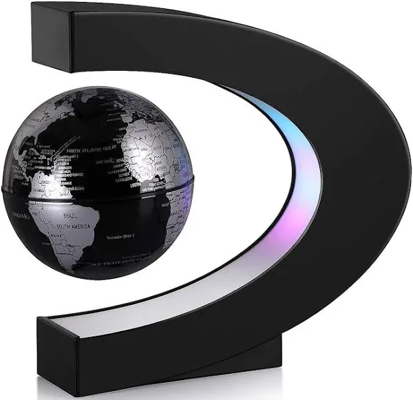 TeaMaX Magnetic Levitation Floating World Map Globe with C Shape Base