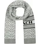 COACH Women&#039;s Signature Logo Chalk Wool-Blend Rib Knit Scarf MSRP $95