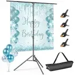 EMART T Shaped Backdrop Stand - 8.5x5ft - Portable T Stand Backdrop Holder, Photo Back Drop Adjustable Stand with Clips, Photography Small Background