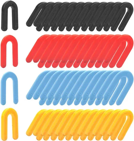 400PCS Plastic Shims, Horseshoe Shims, U Shaped Tile Spacers, Plastic Shims for Leveling, Blue 1/16”, Red 1/8”, Yellow 3/16”, Black 1/4”