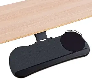 Under Desk Keyboard Tray, 27" x 11" Tray, 17.75" Track, One Knob Control, Undermount Sliding Computer Keyboard with Wrist Rest, Adjustable Height and ±15° Tilt