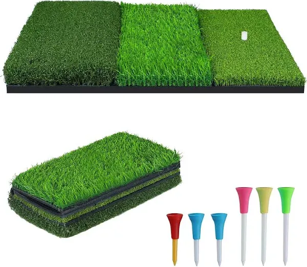 NEWCARE 3-in-1 Foldable Grass Mat Tri-Turf Practice Training Aid Batting Mat