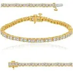 Diamond Muse 1/2 Carat Diamond, Prong Set Yellow Gold Rhodium Over Sterling Silver Diamond Tennis Bracelet (Diamond Quality I-J,I2-I3)