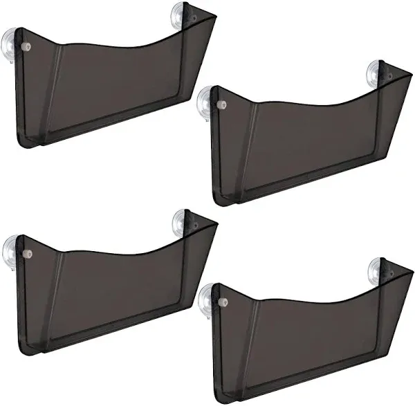 Azar Displays 250055-SMK Plastic Wall Mount File Holder with Suction Cups Smoke Colored, 4-Pack