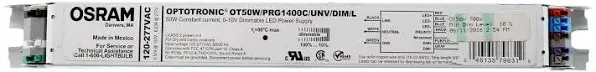 Sylvania 79631 - OT50W/PRG1400C/UNV/DIM/L 50W Programmable Linear Constant Current Dimmable LED Driver